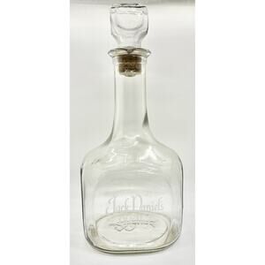 Jack Daniels Clear Decanter Bottle Vintage Old No 7 Large 12" Signed Whiskey Bar